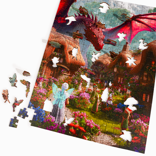 Drachenmärchendorf - Holzpuzzle