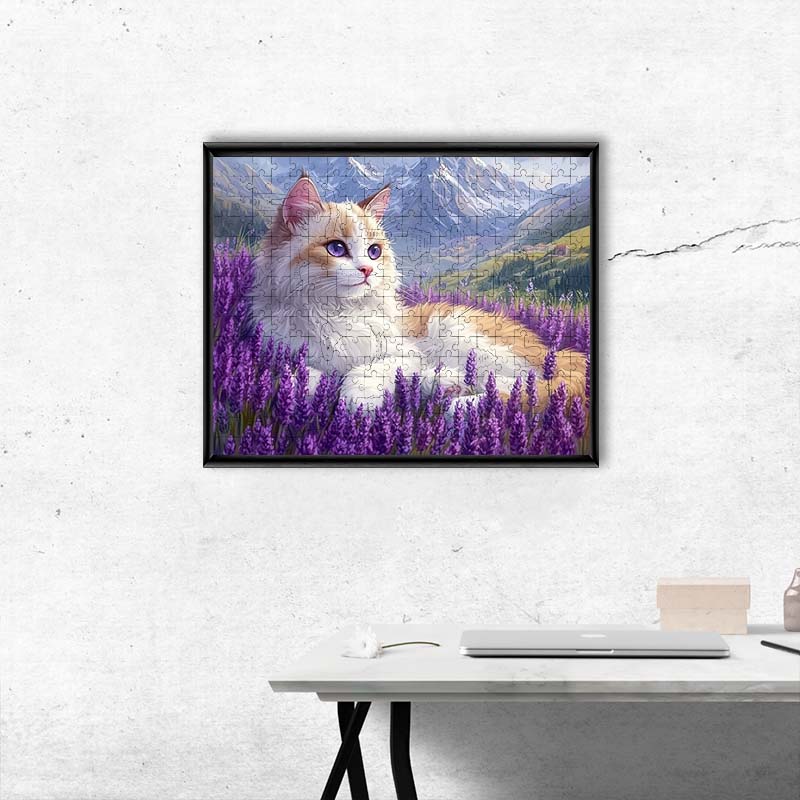Ragdoll-Katze im Lavendelfeld - Holzpuzzle