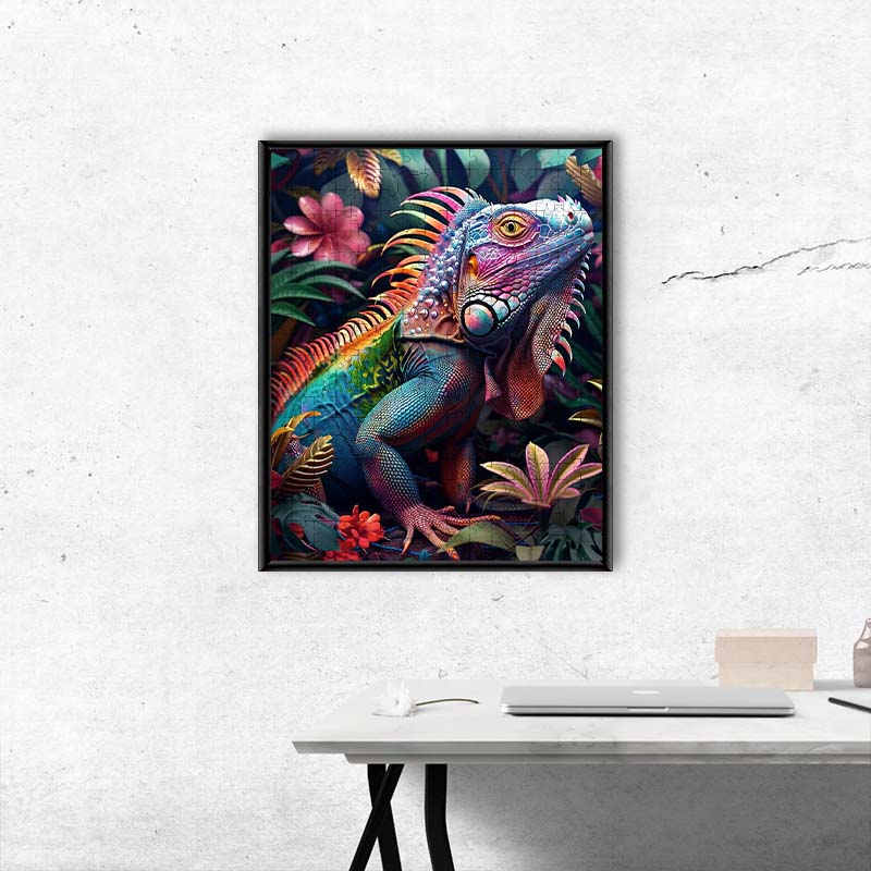 Schillernder Leguan - Holzpuzzle