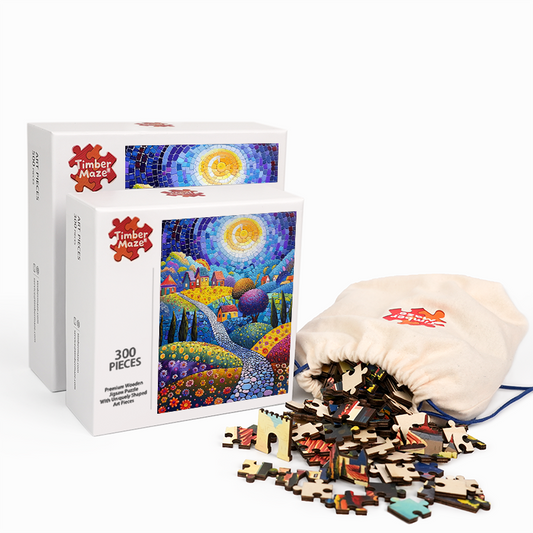 Mosaik Sonnenbeschienenes Dorf - Holzpuzzle