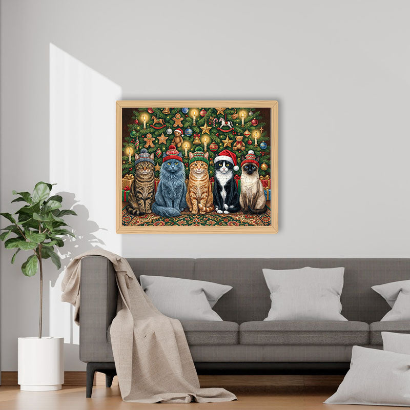 Fröhliche Miezekatzen-Weihnacht – Holzpuzzle