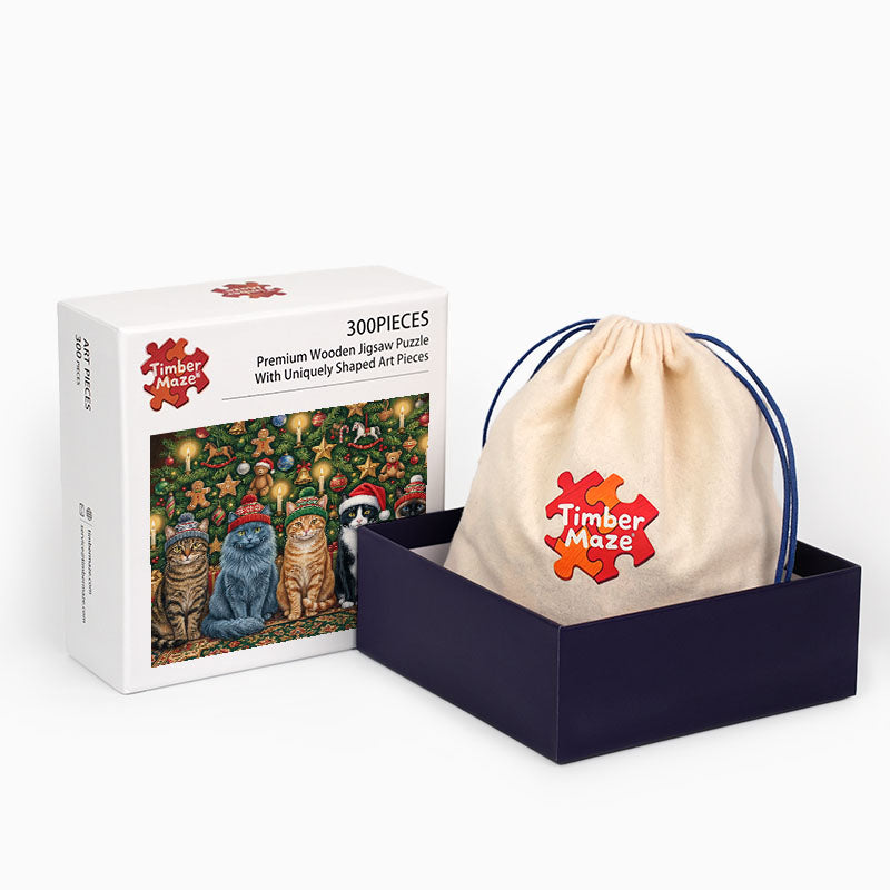 Fröhliche Miezekatzen-Weihnacht – Holzpuzzle