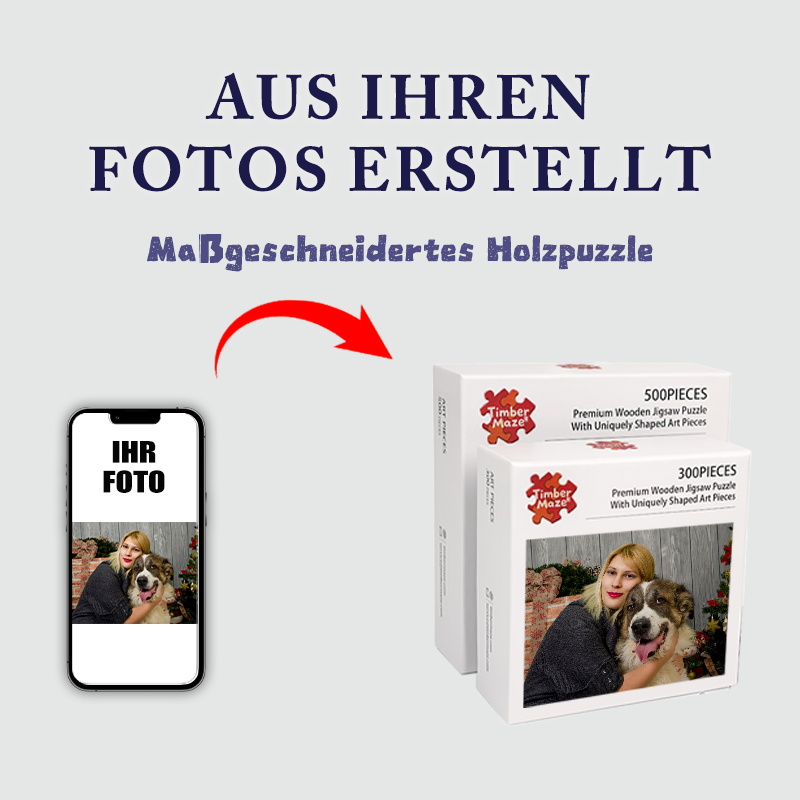 Personalisiertes Foto-Holzpuzzle mit Tierliebhaber-Motiv