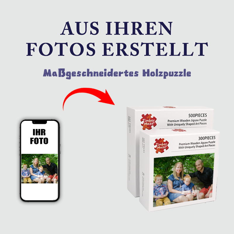 Personalisiertes Foto-Holzpuzzle „Happy Family“