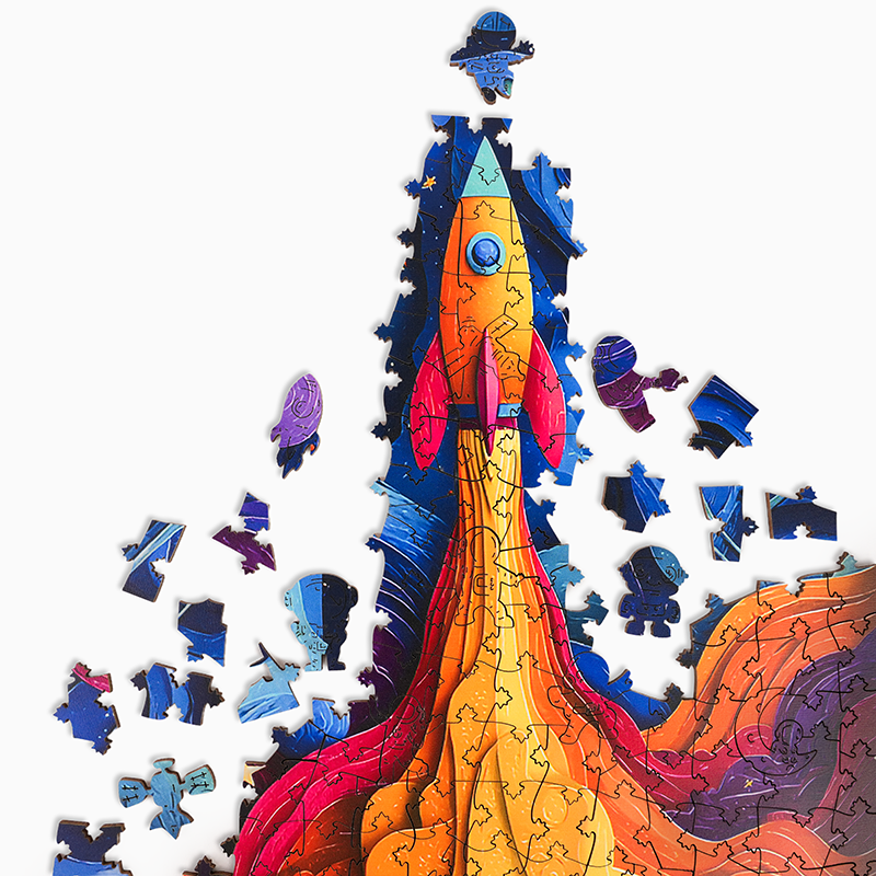Weltraumrakete - Holzpuzzle