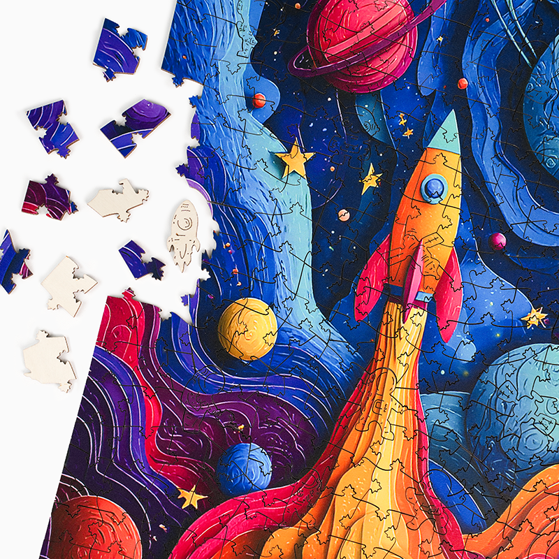 Weltraumrakete - Holzpuzzle