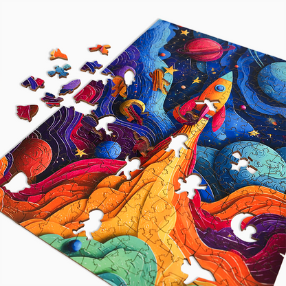 Weltraumrakete - Holzpuzzle