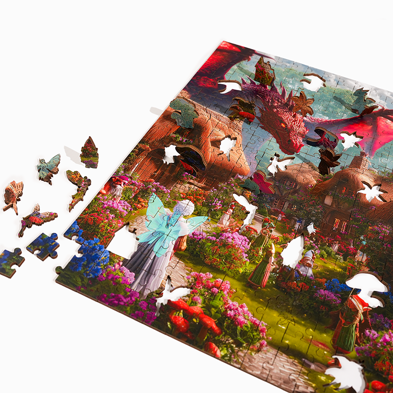 Drachenmärchendorf - Holzpuzzle