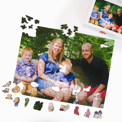 Personalisiertes Foto-Holzpuzzle „Happy Family“