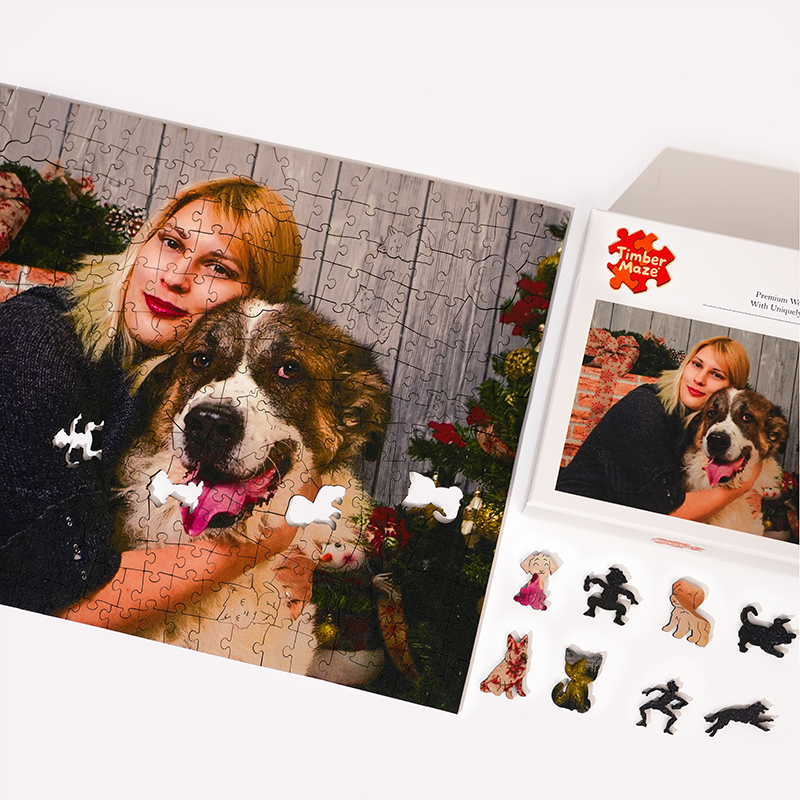Personalisiertes Foto-Holzpuzzle mit Tierliebhaber-Motiv