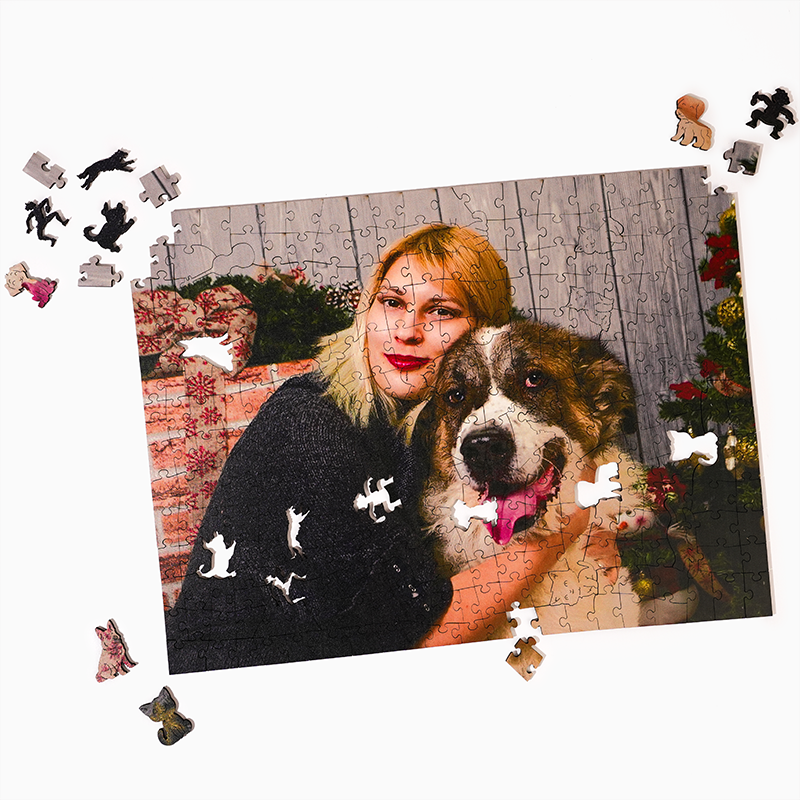 Personalisiertes Foto-Holzpuzzle mit Tierliebhaber-Motiv