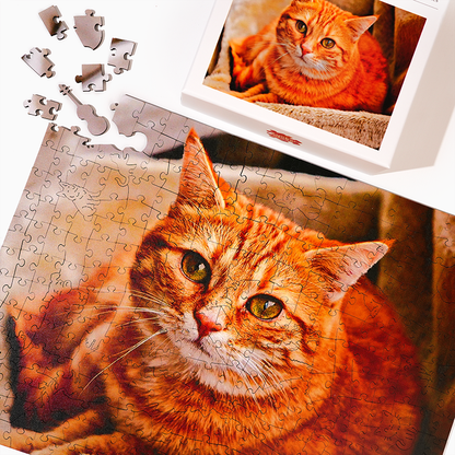 Personalisiertes Katzenliebhaber Foto Holzpuzzle