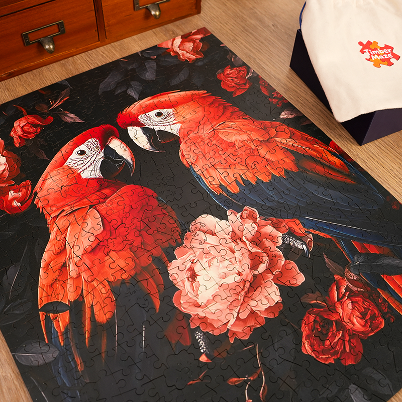 Papageienpaar - Holzpuzzle