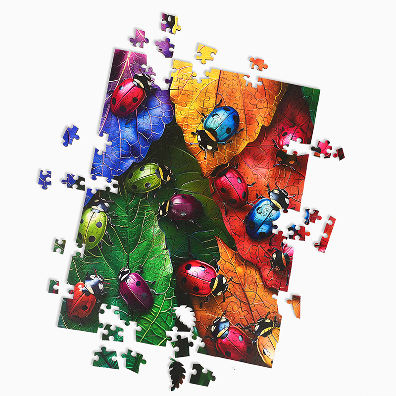 Herbstliche Marienkäfer - Holzpuzzle