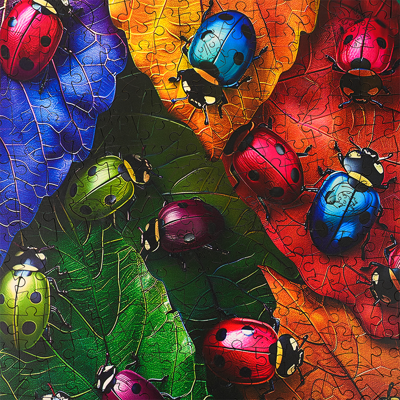 Herbstliche Marienkäfer - Holzpuzzle