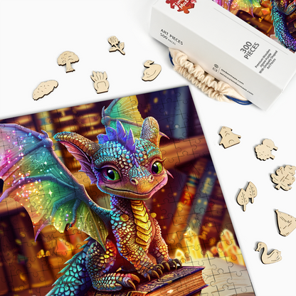 Drache und Schatz - Holzpuzzle