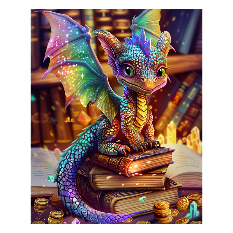 Drache und Schatz - Holzpuzzle