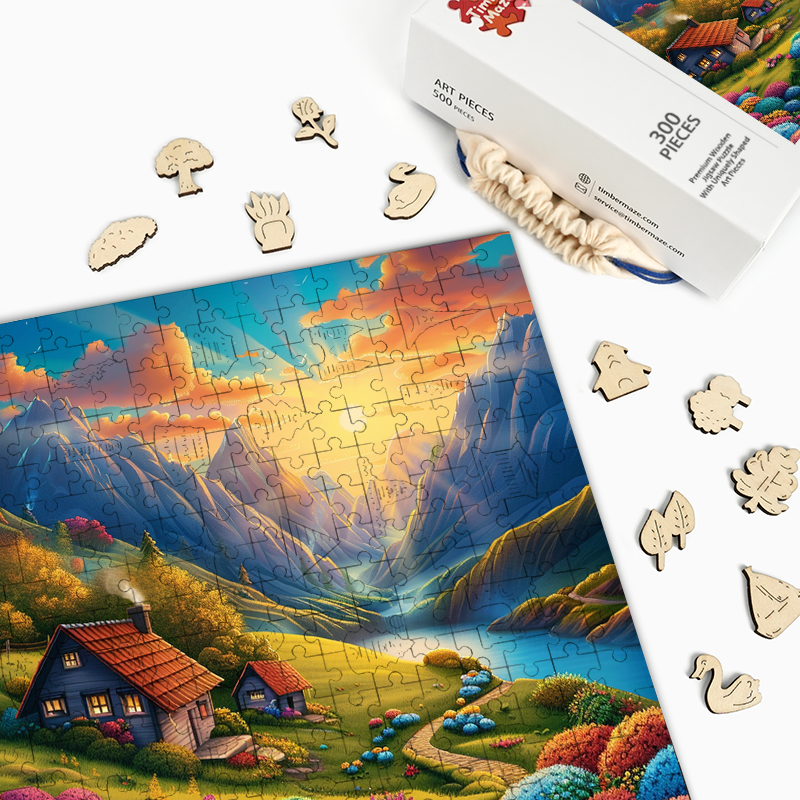 Serene Valley Retreat - Holzpuzzle