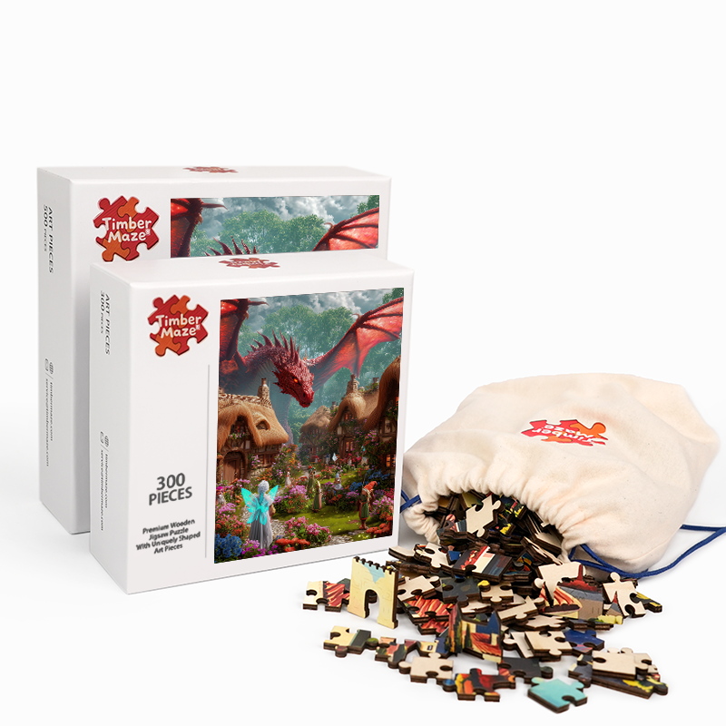 Drachenmärchendorf - Holzpuzzle