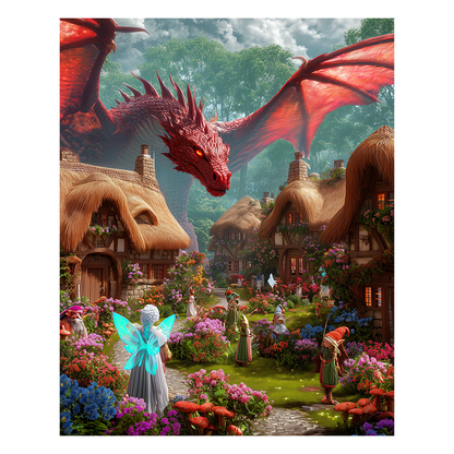 Drachenmärchendorf - Holzpuzzle