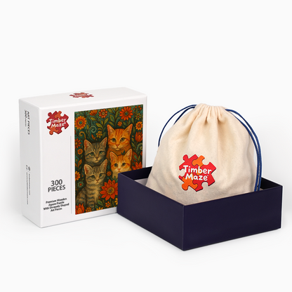 Böhmische Katzen - Holzpuzzle