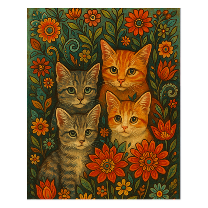 Böhmische Katzen - Holzpuzzle