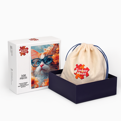 Katze mit Brille - Holzpuzzle