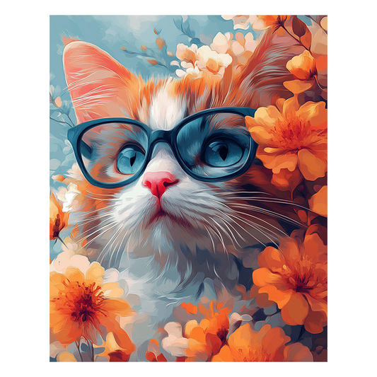 Katze mit Brille - Holzpuzzle