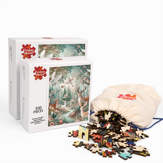 Verschiedene magische Waldweihnachten - Holzpuzzle