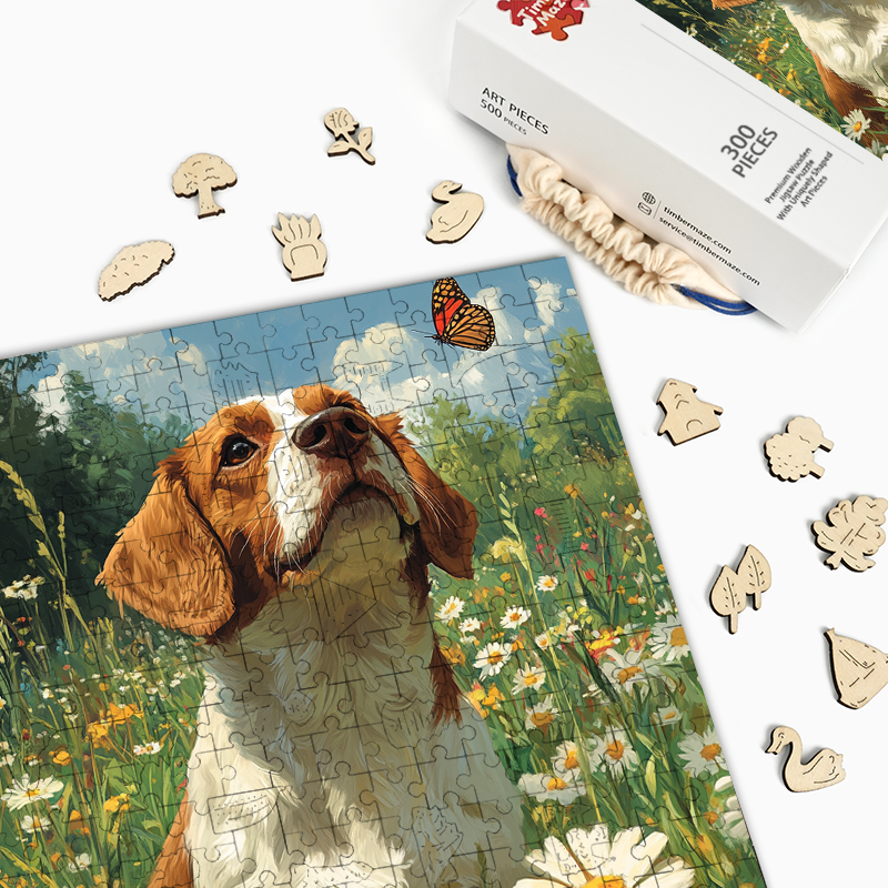 Hund und Schmetterling - Holzpuzzle