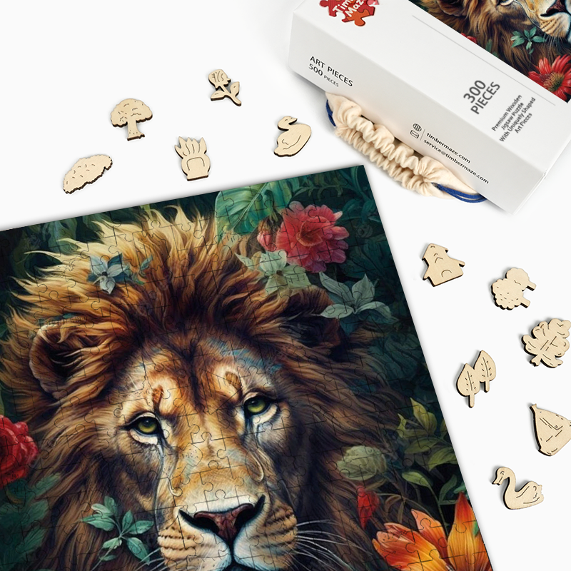 Laub und Wut Löwe - Holzpuzzle