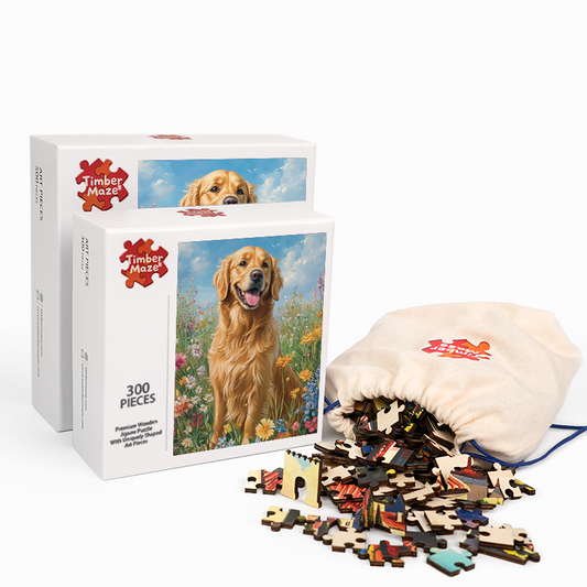 Golden Retriever in der Sonne - Holzpuzzle