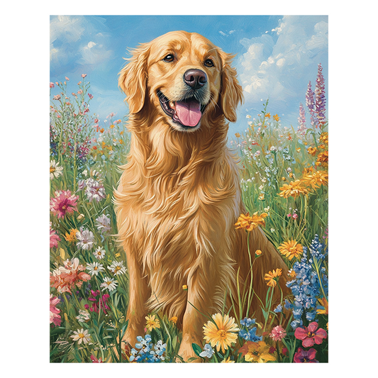 Golden Retriever in der Sonne - Holzpuzzle