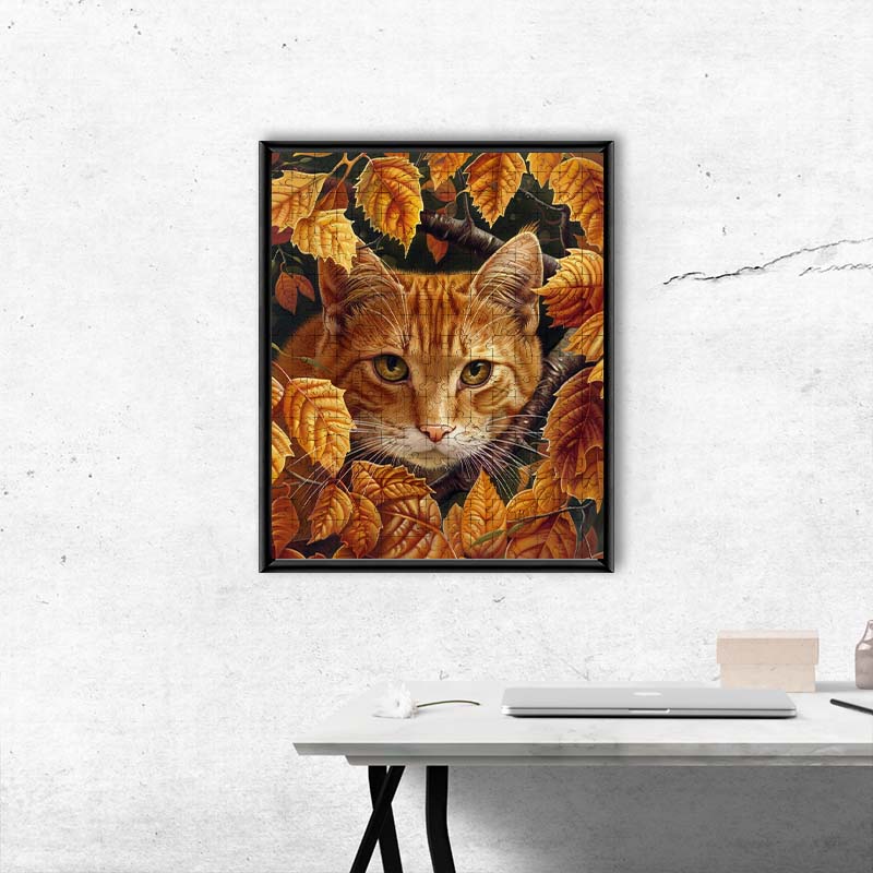 Blätter & Katze - Holzpuzzle