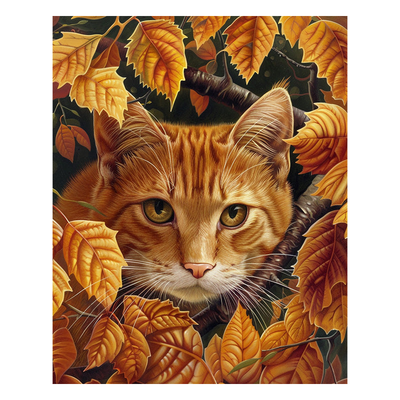Blätter & Katze - Holzpuzzle