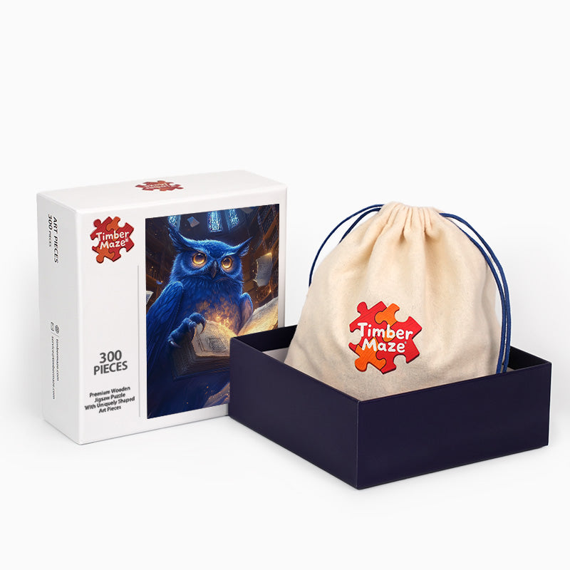 Saphir-Salbei-Eule - Holzpuzzle