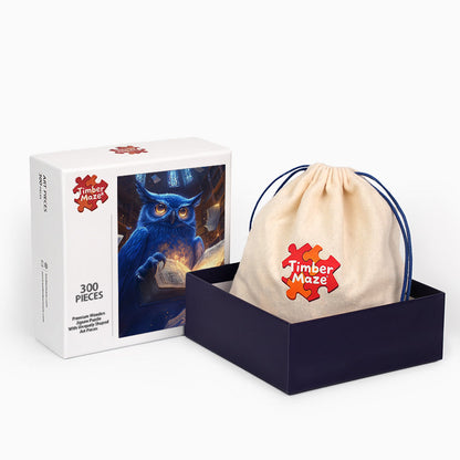 Saphir-Salbei-Eule - Holzpuzzle