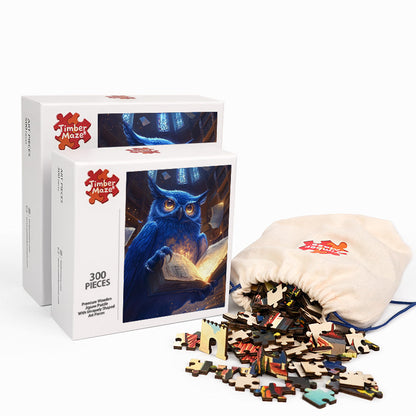 Saphir-Salbei-Eule - Holzpuzzle