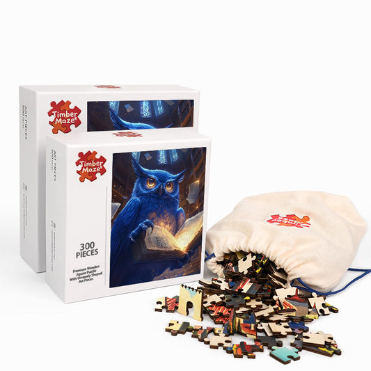 Saphir-Salbei-Eule - Holzpuzzle