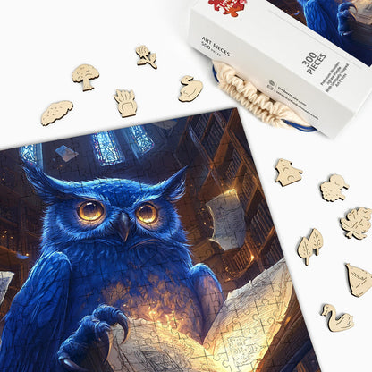 Saphir-Salbei-Eule - Holzpuzzle