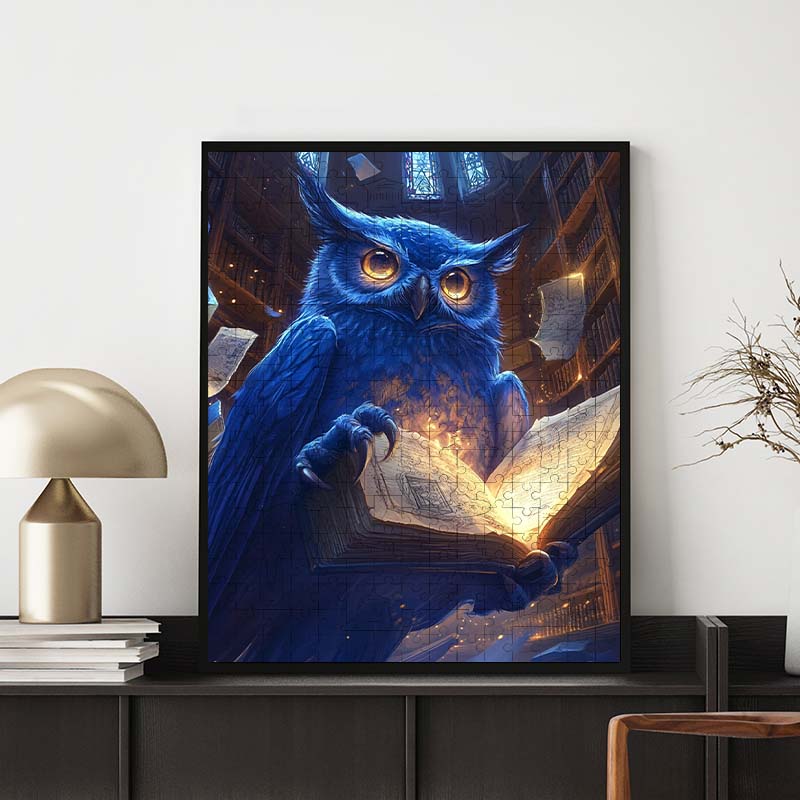 Saphir-Salbei-Eule - Holzpuzzle