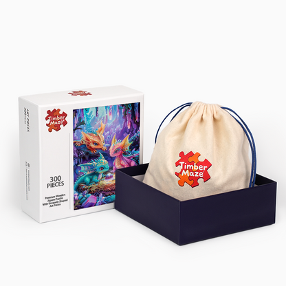 Regenbogen-Drachenbabys - Holzpuzzle