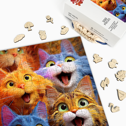 Regenbogen-Miau-tastisch - Holzpuzzle