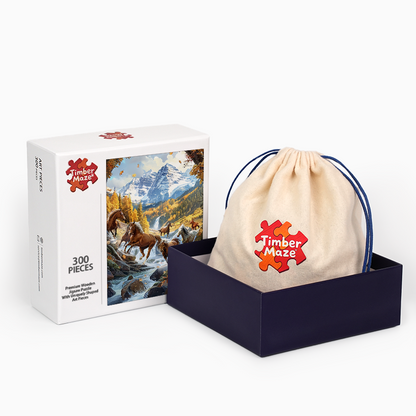 Wilde Pferde des Herbsttals - Holzpuzzle