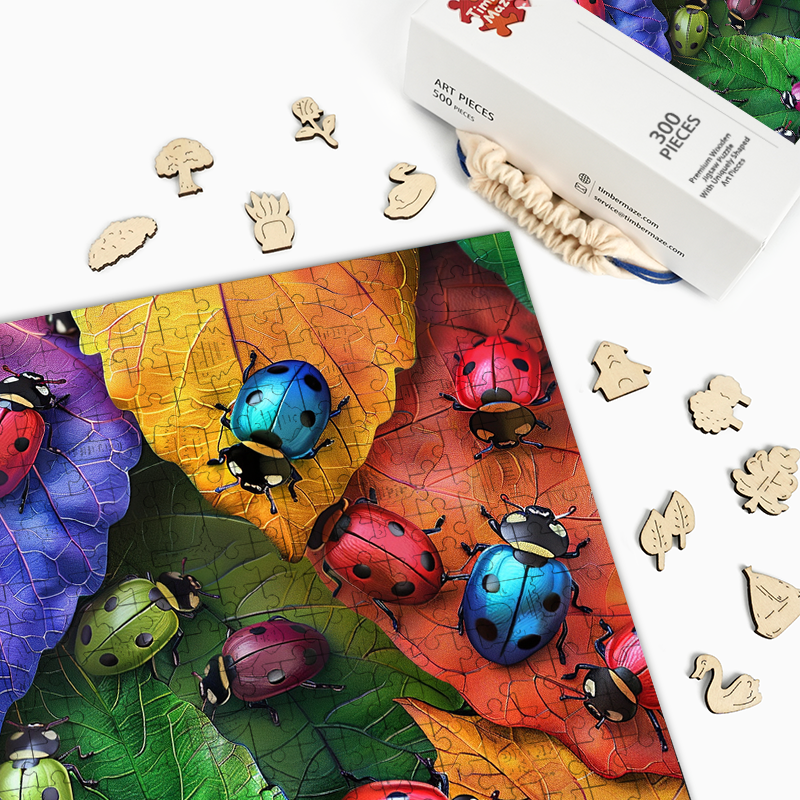 Herbstliche Marienkäfer - Holzpuzzle