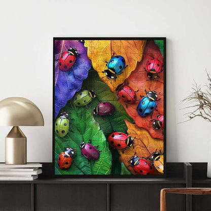 Herbstliche Marienkäfer - Holzpuzzle