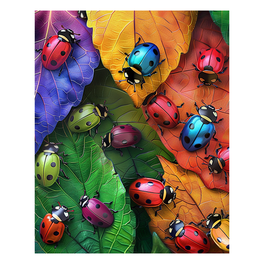 Herbstliche Marienkäfer - Holzpuzzle