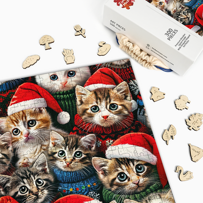 Weihnachtskätzchen - Holzpuzzle