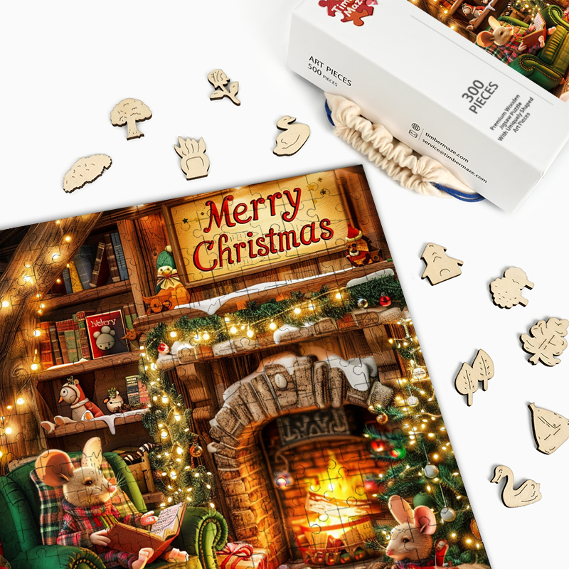 Weihnachtsmäuse - Holzpuzzle