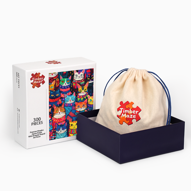 Bunte Katzen - Holzpuzzle